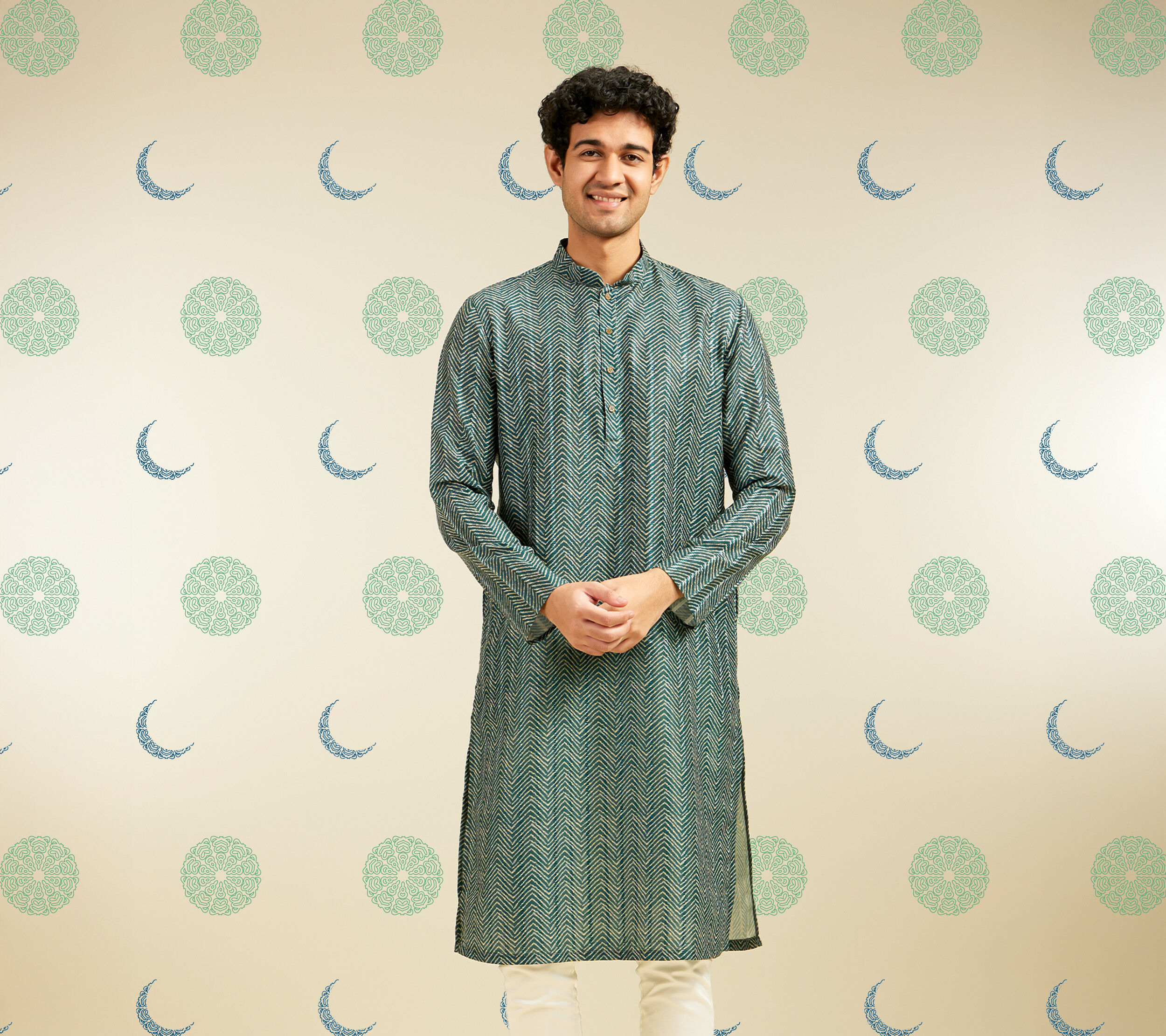 Diwas festive wear kurta for Eid featuring an elegant teal embroidered ethnic style perfect for celebrations and family gatherings.